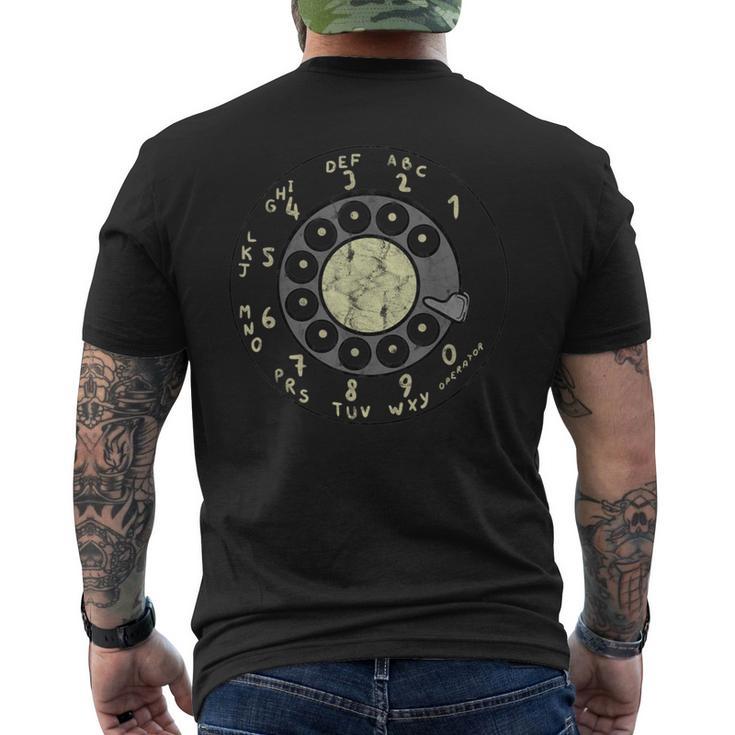 ロータリーダイヤルヴィンテージ古い電話番号 メンズTシャツ バックプリント