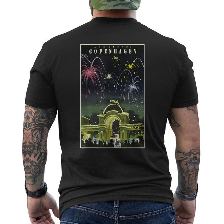 ワンダフル コペンハーゲン チボリ ポスター プリント メンズTシャツ バックプリント
