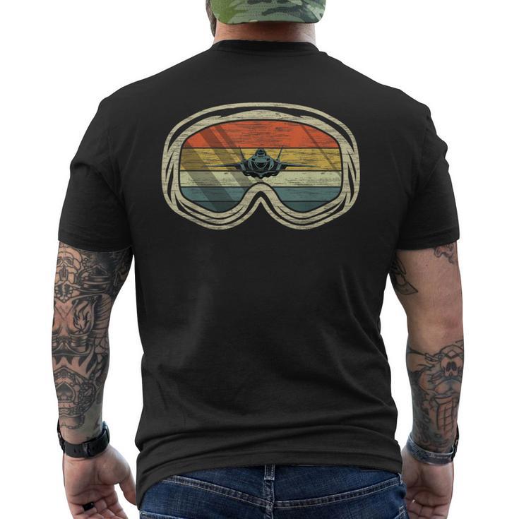 ヴィンテージ F-35 戦闘機 ミリタリー ヘルメット ゴーグル メンズTシャツ バックプリント