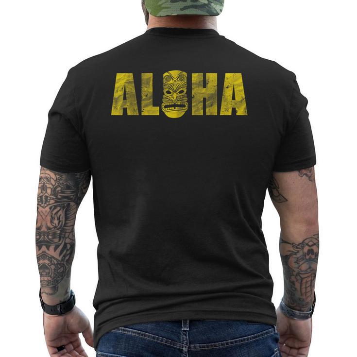 ヴィンテージ アロハ ティキ ファニー ハワイアン ルアウ バケーション ユーモアギフト メンズTシャツ バックプリント