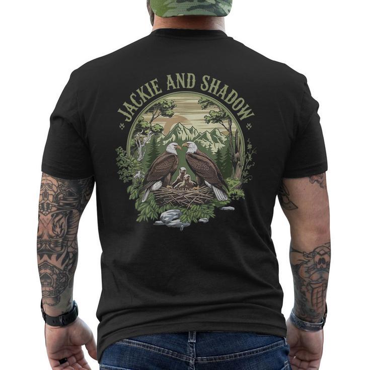 ヴィンテージ ジャッキーとシャドウ 白頭ワシファミリー 自然愛好家 メンズTシャツ バックプリント