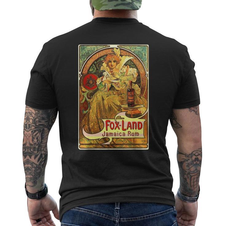 ヴィンテージ ジャマイカ ラム 広告ポスター ガール アルフォンス・ミュシャ メンズTシャツ バックプリント