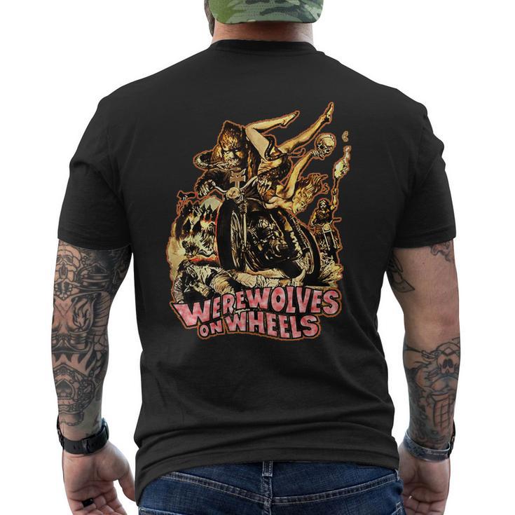 ヴィンテージ ホラー 狼男 ホイールバイカー メンズTシャツ バックプリント