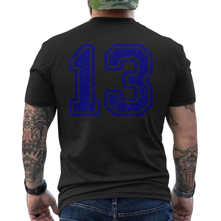 ヴィンテージナンバー 13 スポーツブルー代表チームナンバー 13 メンズTシャツ バックプリント