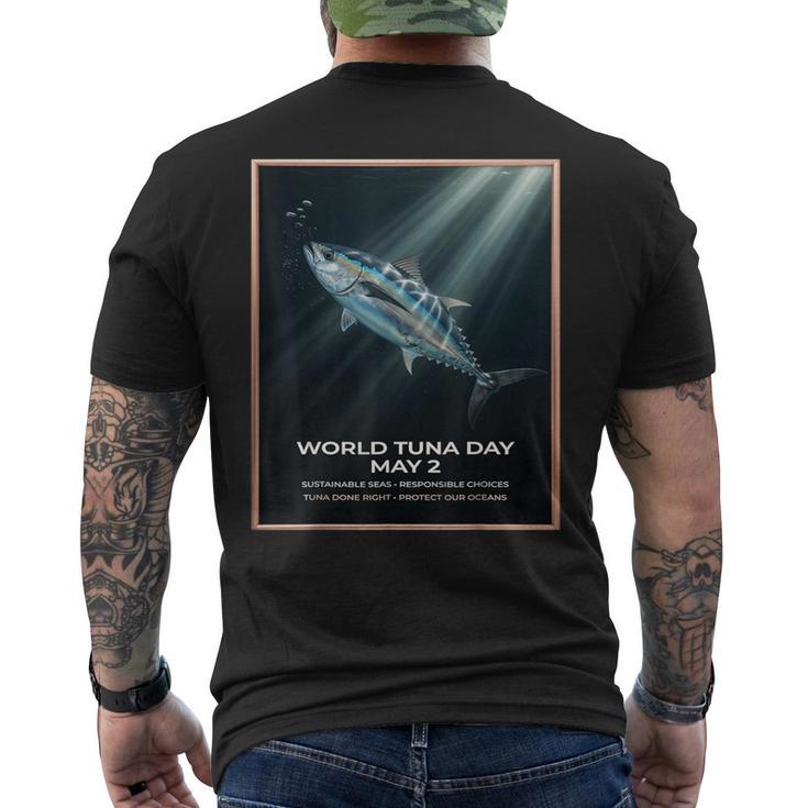 ヴィンテージブルーフィンツナ 5月2日世界デー メンズTシャツ バックプリント