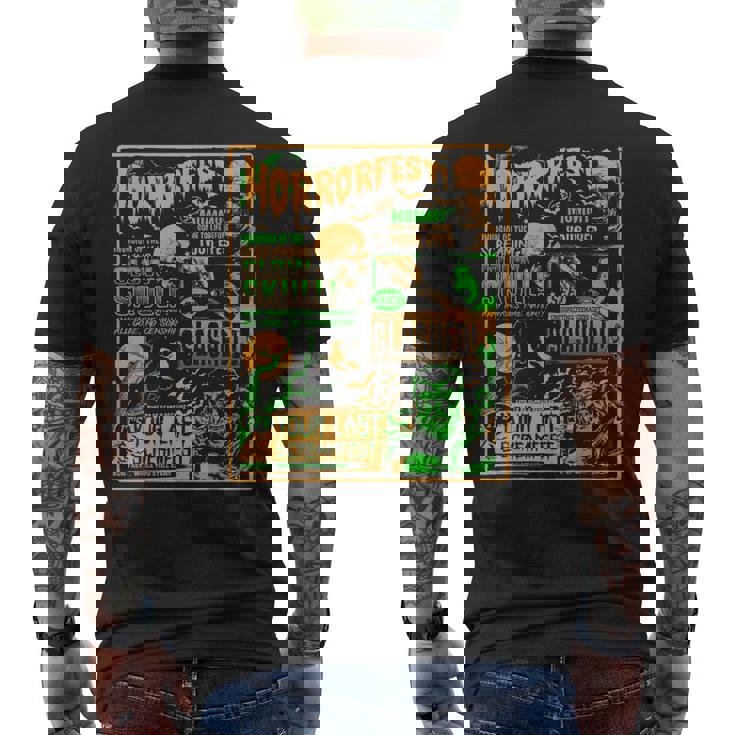 ヴィンテージ・ハロウィーン・クラシック・ホラー映画ポスター ホラーフェスト メンズTシャツ バックプリント