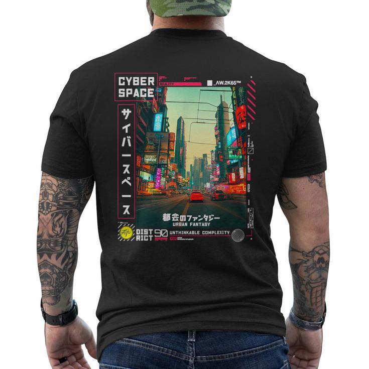 ヴェイパーウェイブ サイバーパンク ストリートウェア 日本のレトロバイブ 90年代 メンズTシャツ バックプリント