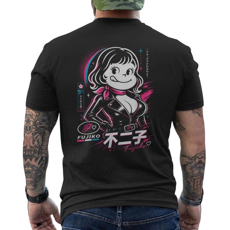 不二子ペコ風 レトロガール Fujiko 日本 アニメ パロディ メンズTシャツ バックプリント