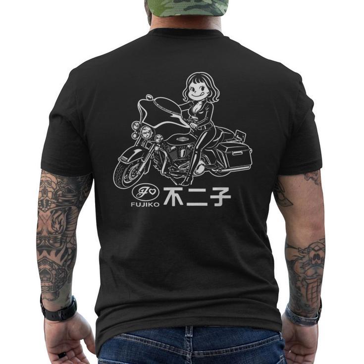 不二子ペコ風 レトロガール バイク Fujiko 日本 アニメ パロディ メンズTシャツ バックプリント