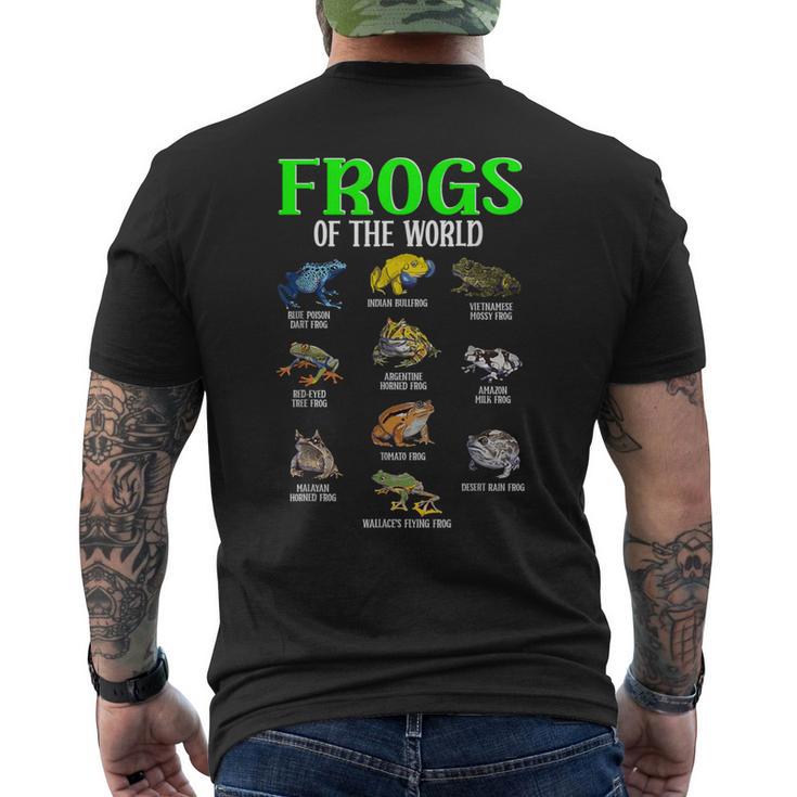 世界のカエル カエル種 生物学 自然 メンズTシャツ バックプリント