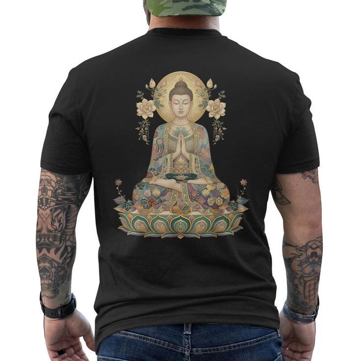 仏像 ヨガ 仏教 禅 瞑想 メンズTシャツ バックプリント