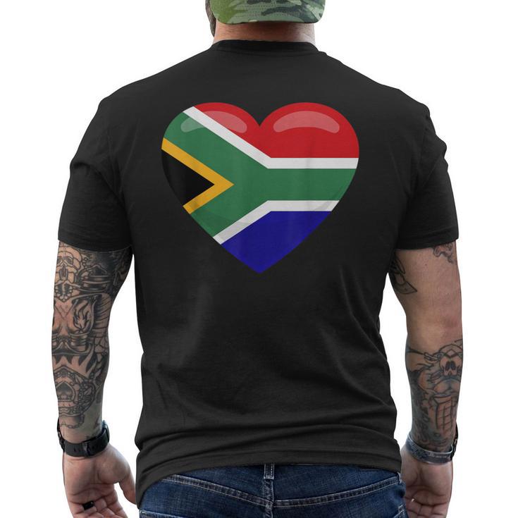 南アフリカ ハート 南アフリカお土産 南アフリカ国旗 メンズTシャツ バックプリント