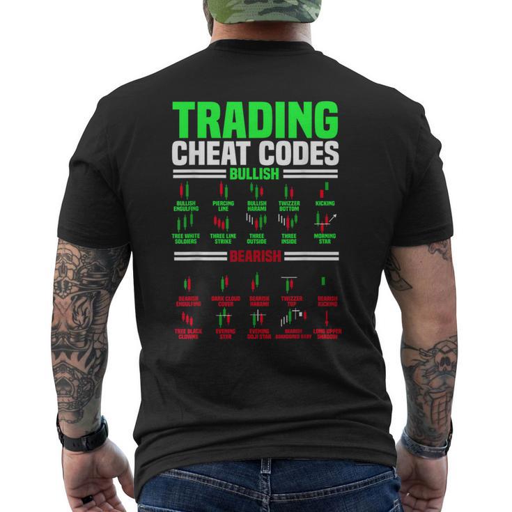 取引チートコードローソク足パターン、面白い株トレーダー メンズTシャツ バックプリント