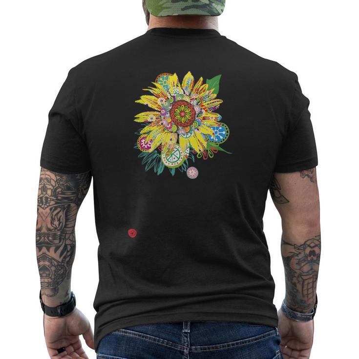 和ポップ ひまわり メンズTシャツ バックプリント