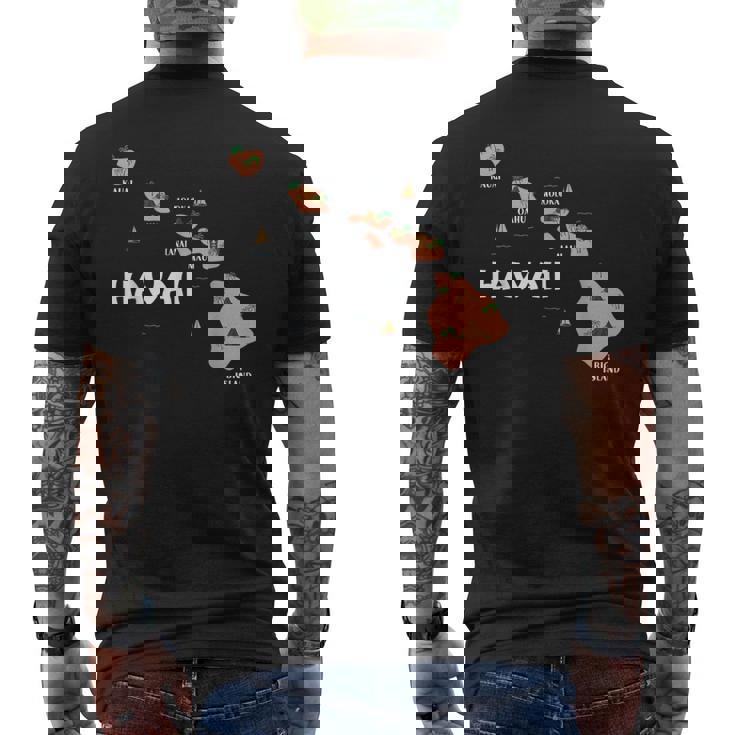 地図 ヴィンテージ お土産 ハワイ諸島 メンズTシャツ バックプリント