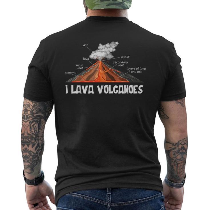 地球 マグマ、溶岩、火山、地学 メンズTシャツ バックプリント