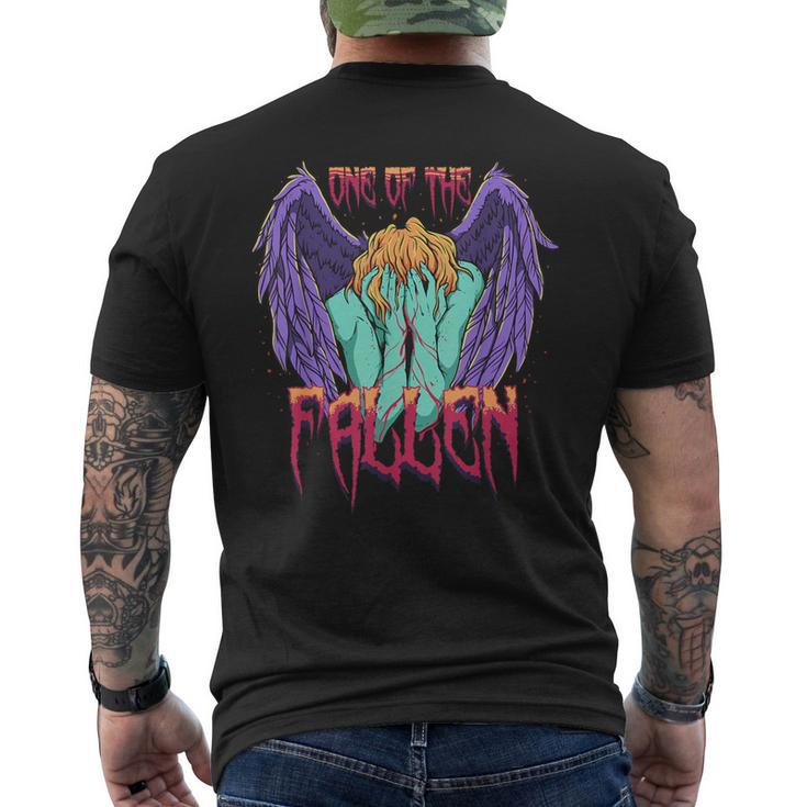 堕ちたパステル ゴス 倒れた天使 ルシファー エンジェリック メンズTシャツ バックプリント