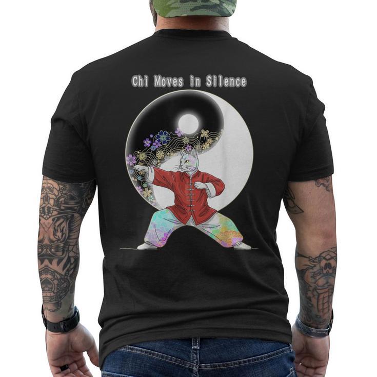 太極拳をする猫 メンズTシャツ バックプリント