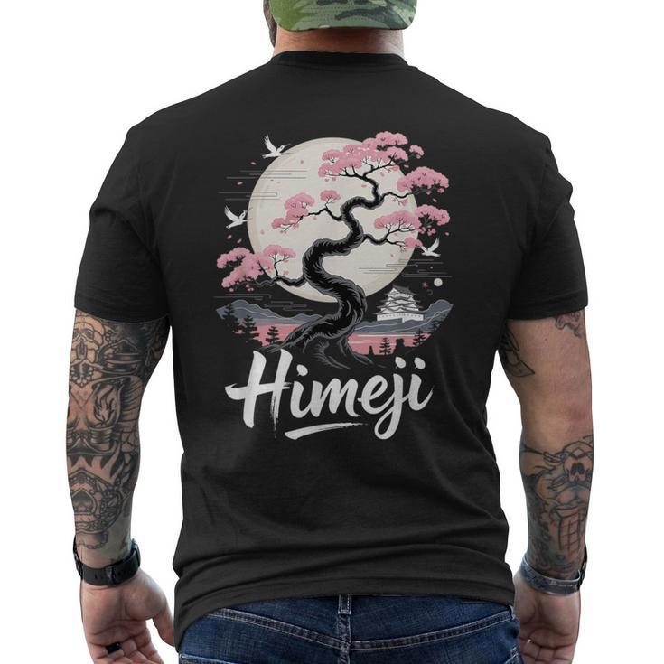 姫路 桜 月 情景 日本の風景 メンズTシャツ バックプリント