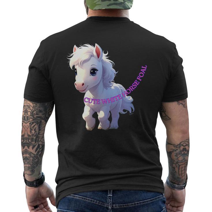 子馬 かわいい 馬 干支 白馬 イラスト メンズTシャツ バックプリント