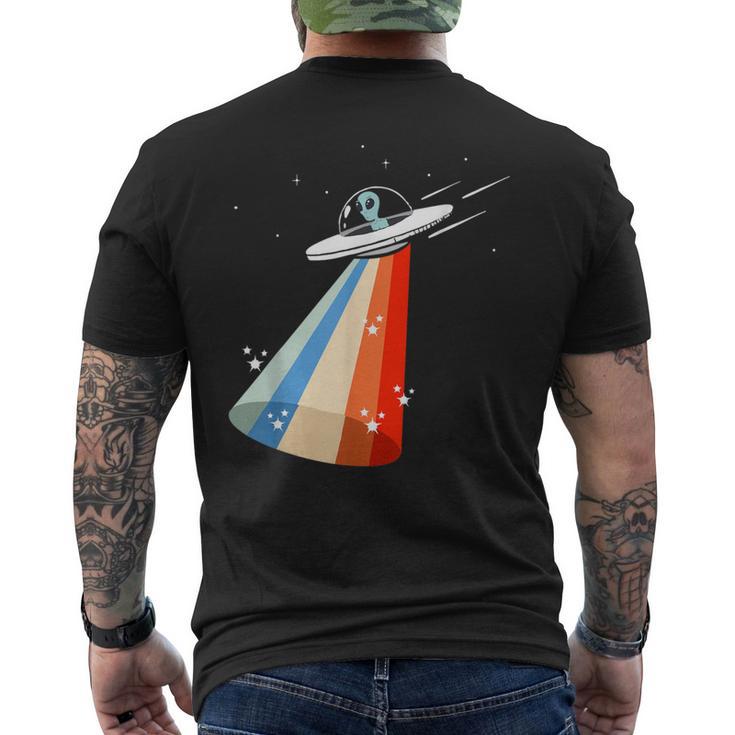 宇宙人誘引ufo 地球外飛行スペース エイリアン メンズTシャツ バックプリント