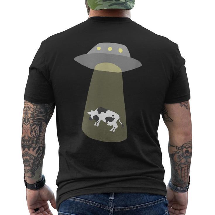 宇宙船 牛 宇宙人 誘拐 メンズTシャツ バックプリント