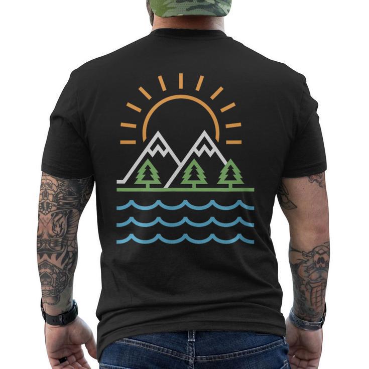 山と海 メンズTシャツ バックプリント