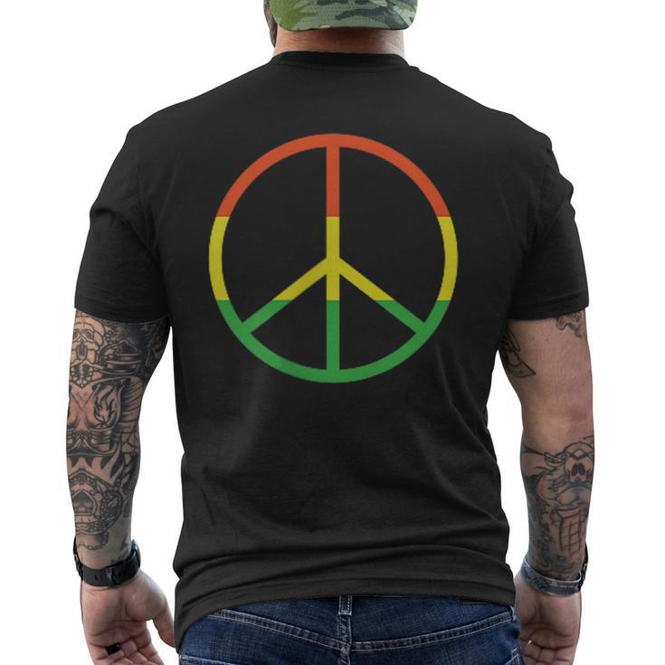 平和のシンボル サイン ジャマイカ レゲエ ラスタ国旗 カラー シンプル メンズTシャツ バックプリント