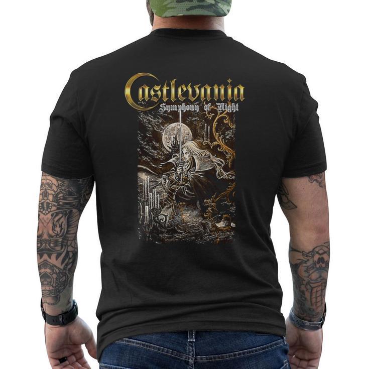 悪魔城ドラキュラ シンフォニーボックス アート ゴシック 月 夜 レトロ ゲーマー 長袖tシャツ メンズTシャツ バックプリント