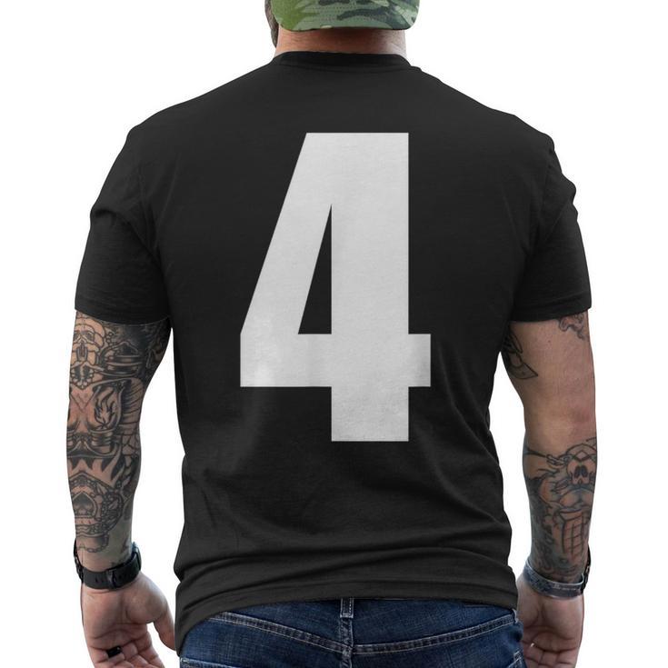 数字 四 数字 4 プレーン 白 数字 メンズTシャツ バックプリント