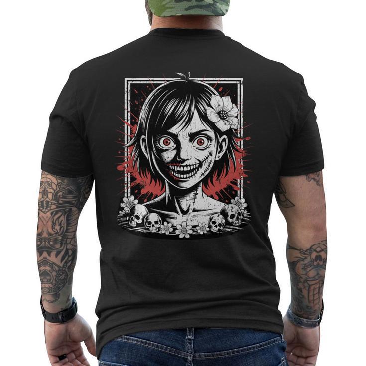 日本のゴス 不気味なエモ Y2k 日本ホラー アニメ 漫画 長袖tシャツ メンズTシャツ バックプリント