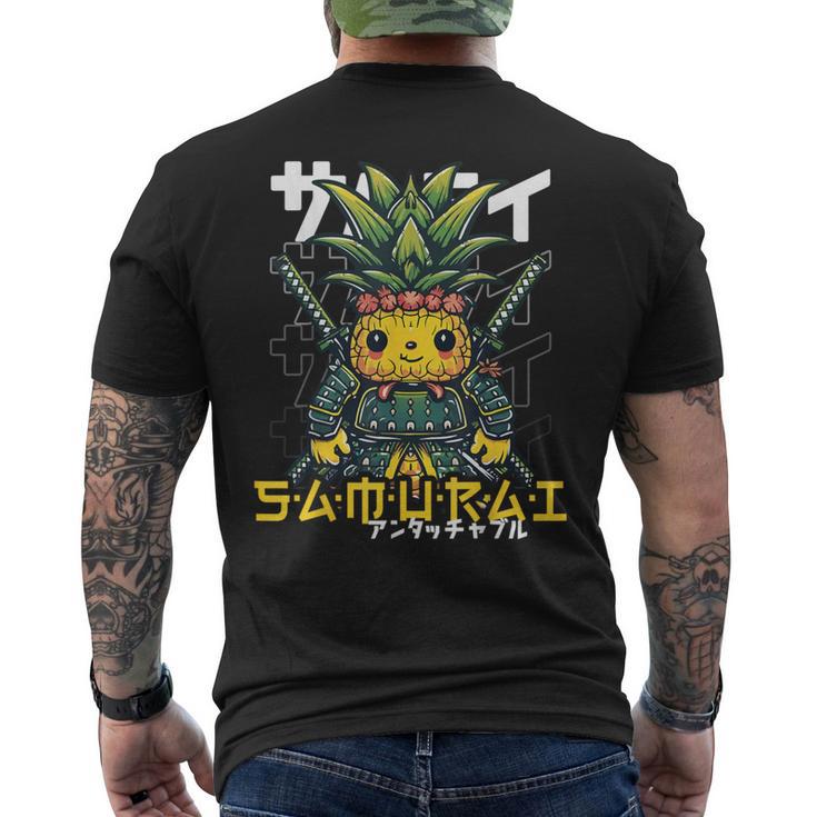 日本の侍 パイナップル戦士 浮世先生サムライ メンズTシャツ バックプリント
