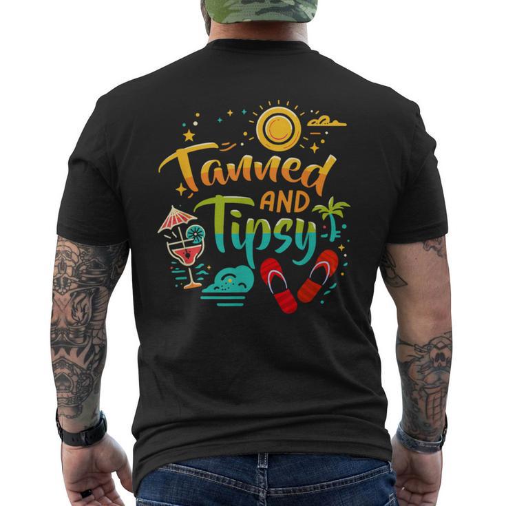 日焼けしてほろ酔い ビーチ 夏休み 面白い メンズTシャツ バックプリント