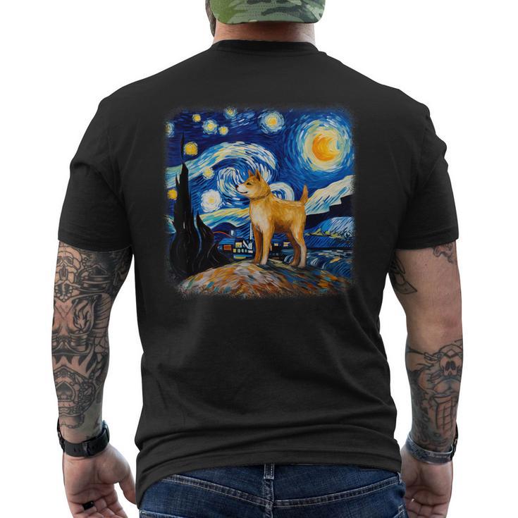 星月夜の犬 ゴッホ 柴犬 メンズTシャツ バックプリント