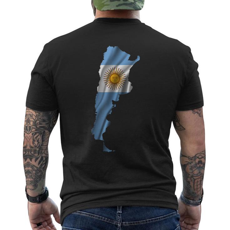 波状 アルゼンチン国旗 アルゼンチン地図 メンズTシャツ バックプリント