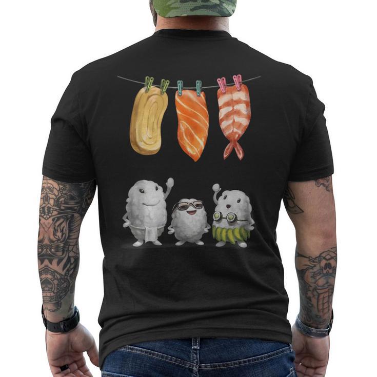 洗濯 する 寿司 すし たまご サーモン えび メンズTシャツ バックプリント