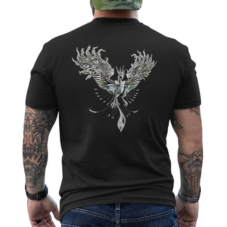 灰からのフェニックス フェニックス バード 不死鳥 メンズTシャツ バックプリント