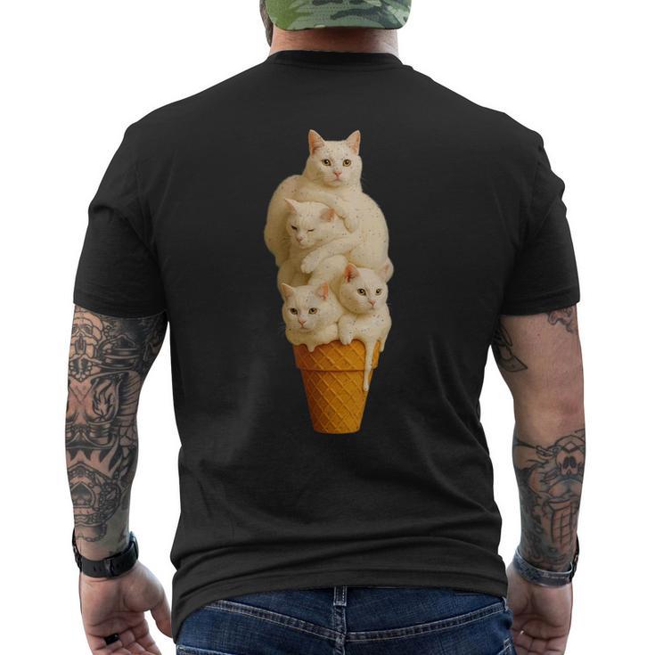 猫 アイスクリーム かわいい ペット 子猫好き 猫 夏 バイブ メンズTシャツ バックプリント