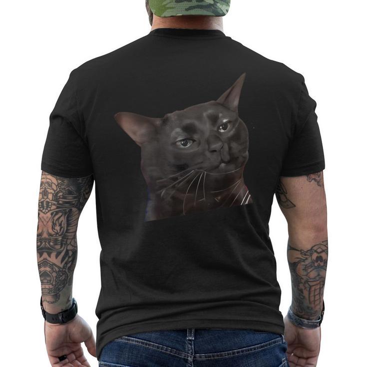 猫 黒 ミーム 解離 面白い インターネット ギフト メンズTシャツ バックプリント