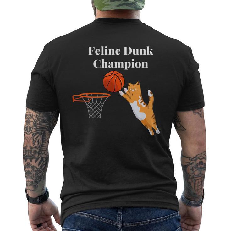 猫ダンク チャンピオン バスケットボールを踊る猫 メンズTシャツ バックプリント