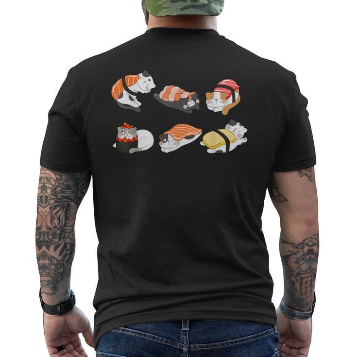 猫好き 寿司好き おもしろい 和食 猫寿司 メンズTシャツ バックプリント