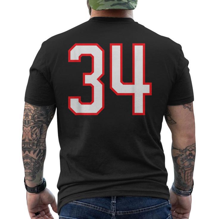 番号 34 スポーツ ホワイト レッド 代表番号 メンズTシャツ バックプリント