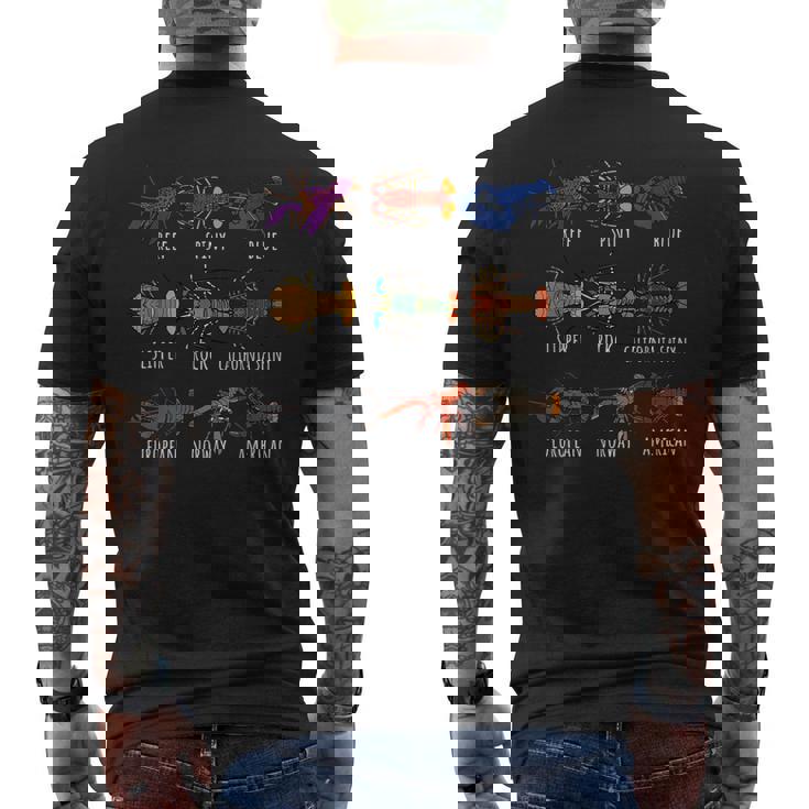 異なるタイプのロブスター種チャート海洋生物学 メンズTシャツ バックプリント