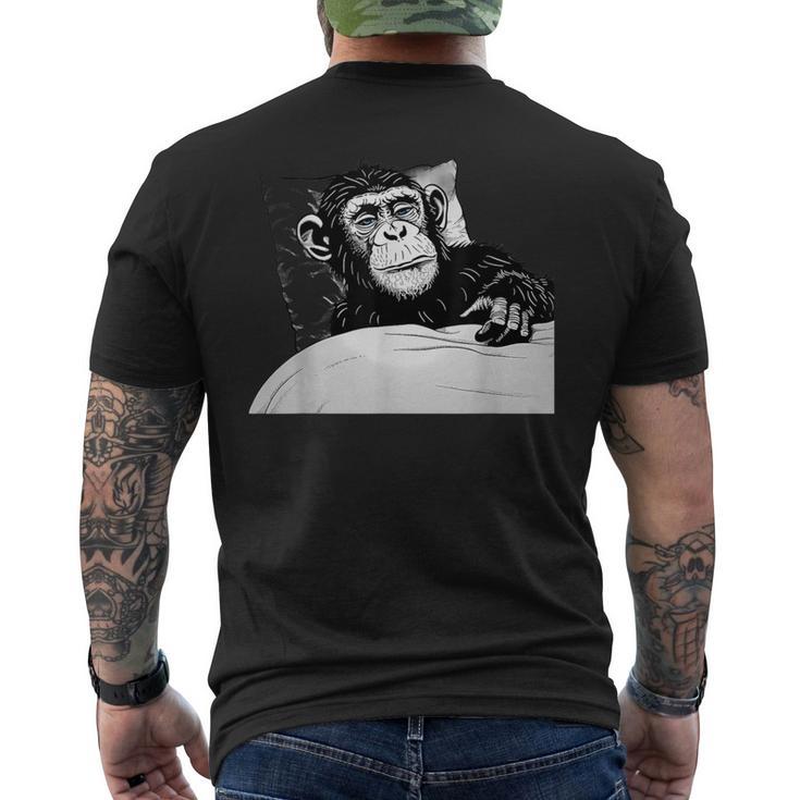 眠る猿 眠っている動物 眠る猿 昼寝 お昼 メンズTシャツ バックプリント