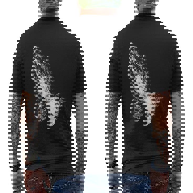 祈りの手 メンズTシャツ バックプリント