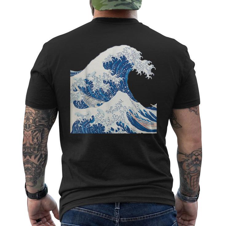 神奈川沖浪日本美術の大波 メンズTシャツ バックプリント