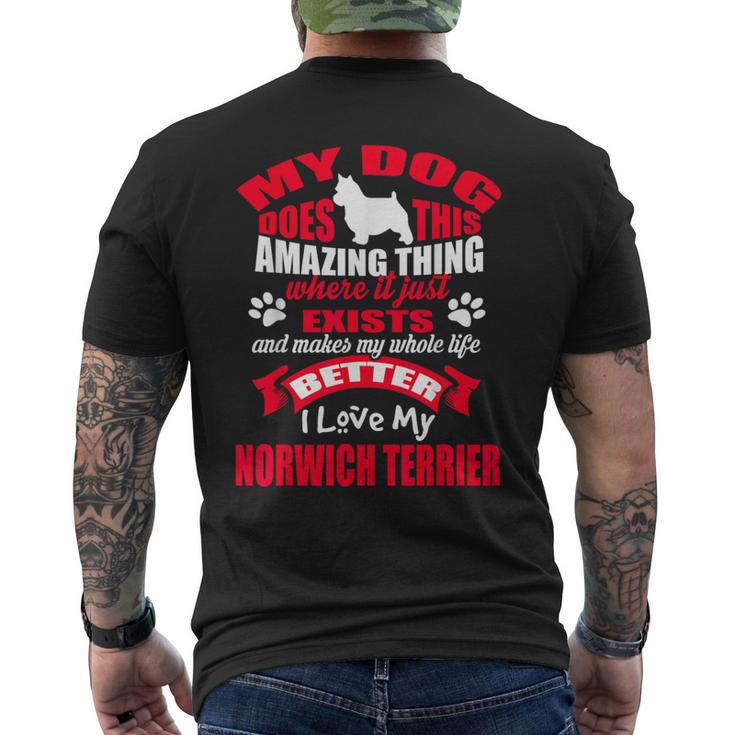 私は私のノリッジ テリア犬の面白い子犬の恋人を愛してください。 メンズTシャツ バックプリント