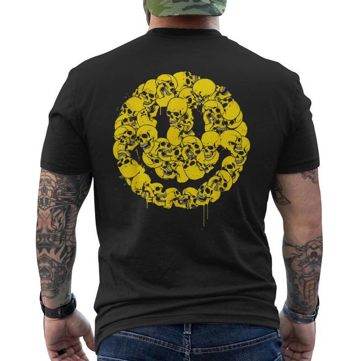 笑顔 顔 絵文字 パンクロック スカル ゴシック ボーンズ メンズTシャツ バックプリント