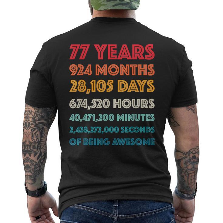 素晴らしい77歳の誕生日ギフト 面白いレトロ 77歳の誕生日 メンズTシャツ バックプリント
