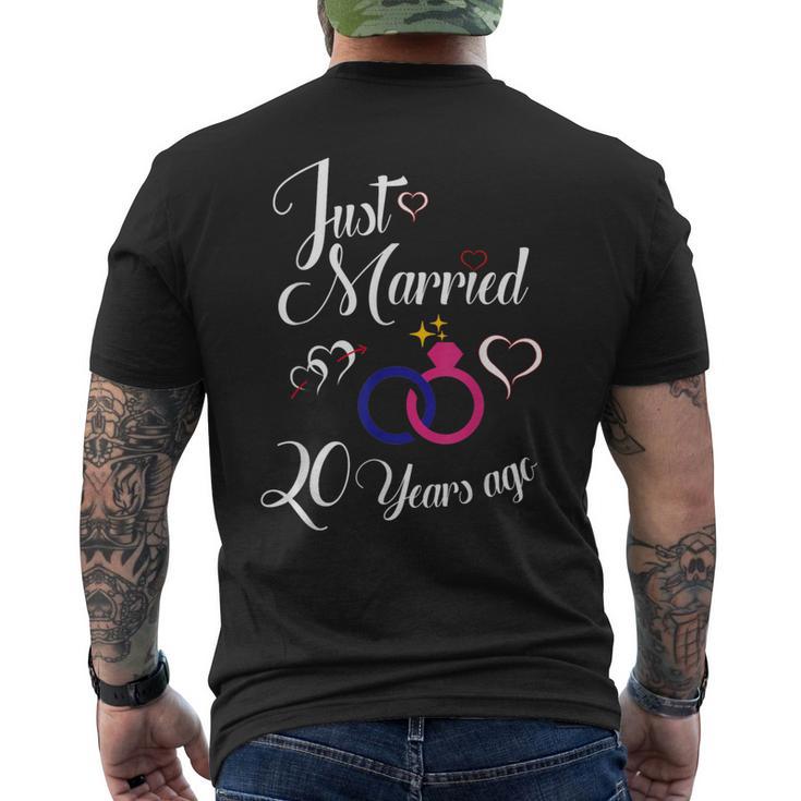 結婚記念日 20周年 メンズTシャツ バックプリント